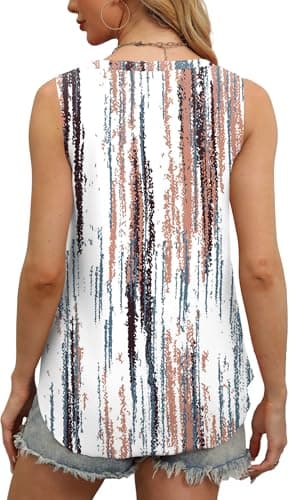 OFEEFAN Womens Tops V Neck Summer Beach Vocation Fashion Clothes Cute Tank Top for Women Dressy Casual Tie-dye Multi XL - Image 4