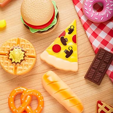 JOYIN 50 Piece Set of Kitchen Toys, Dinnerware, Dummy Fruits, Vegetables, Plastic Accessories for Children Educational Learning Toy, Role Play Gift, Easter Basket Stuffers - Image 2