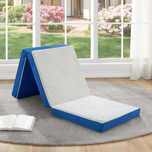 Tri-Fold Memory Foam Mattress, 4 inch Single Folding Mattress with Washable Cover, Foldable Mattress Portable for RV Camping, Guest Mat, Easy Storage, 75"×25"×4" - Image 1