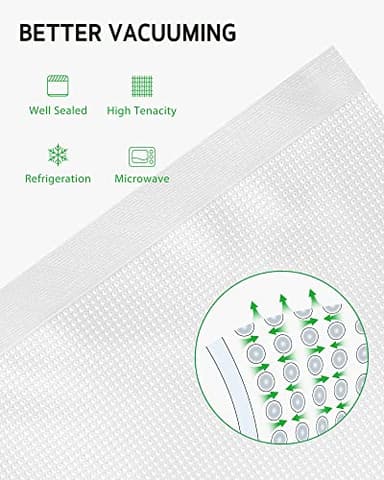 Syntus Vacuum Sealer Bags, 300 Gallon 11" x 16" and Quart 8" x 12" and Pint 6" x 10" Commercial Grade PreCut Bag, BPA Free Food Vac Bags for Storage, Meal Prep or Sous Vide - Image 2