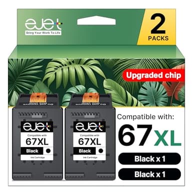67XL Ink Cartridge (2-Black) Compatible for HP Ink 67 for HP 67XL Black Ink Cartridge High Yield for Deskjet 2700 2700e 2755e 2855e 2800e 2852e 2827e 4100e 4155e 4255e Envy 6000 6055e 6455e Series - Image 1