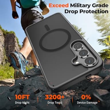 SUPFINE Magnetic for Samsung Galaxy S24 Plus Case / S25 Plus Case(Compatible with MagSafe) (Military Grade Drop Protection) Slim Translucent Shockproof Phone Case,Black - Image 4