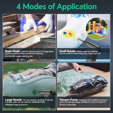 Oley Compressed Air Duster, 4 Speeds Cordless Electric Air Duster, 80.5mph & 100000RPM, No Canned Air Duster for Computers, Keyboard, Rechargeable Jet Dry Mini Blower for Deep Cleaning (Ink Black) - Image 2