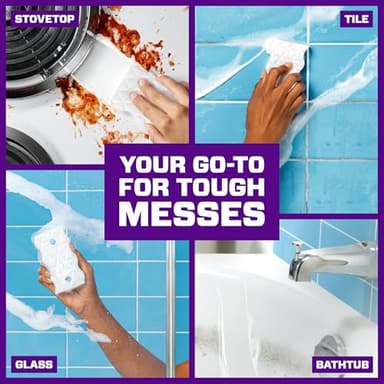 Mr. Clean Magic Eraser Sponge, All Purpose Cleaner, Cleaning Scrubber, Kitchen, Bathroom, Shower, Oven, Cleaning Supplies, Variety Pack with 1 Ultra Thick, 2 Ultra Foamy, & 3 Extra Durable, 6ct - Image 6