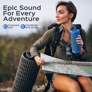 TREBLAB HD77 - Portable Bluetooth Speaker - Powerful 360° Sound, 30W Audio with Impactful Bass, 20H Battery, IPX6 Waterproof, Shockproof, TWS Stereo, Speaker Bluetooth Wireless for Outdoor, Beach Pool - Image 9
