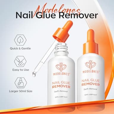 Modelones 50 ML Nail Polish Glue Remover for Press On Nails, Upgrade Clear Stick On Nails Remover for Acrylic Tips, Nail Polish Remover with Wood Stick - Image 2