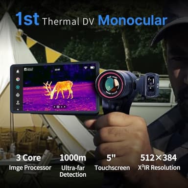 Thermal Master DV2 Thermal Monocular, 1093 Yards Night Vision Infrared Camera with 5'' Touch Screen, 512 x 384 Super IR Resolution, 50Hz, 20mK NETD, 10mm Lens, Work for Outdoor Wildlife Observation - Image 2