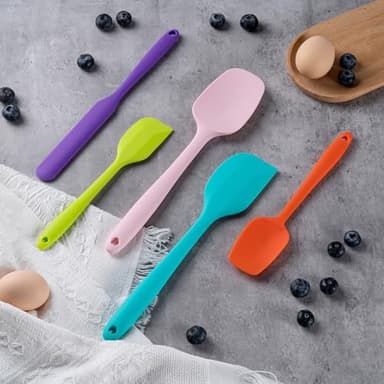 Silicone Spatula Set, 5 Piece Food Grade Rubber Spatulas for Baking, Cooking, and Mixing High Heat Resistant Non Stick Dishwasher Safe BPA-Free (Multicolor) - Image 7