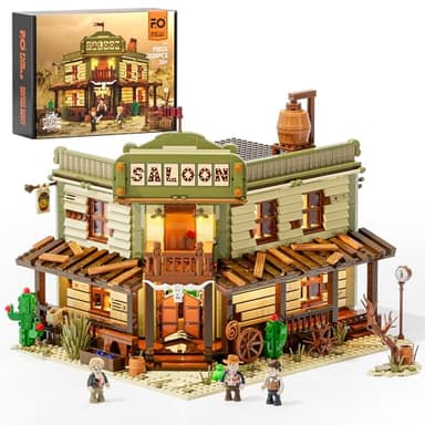 FUNWHOLE Western-Saloon Lighting Building-Bricks Set - The Old West Saloon LED Light Construction Building Model Set 2026 Pcs for Adults and Teen - Image 1