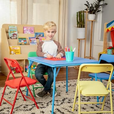 Flash Furniture Mindy Kids 5-Piece set Folding Square Table and Chairs Set for Daycare and Classrooms, Children's Activity Table and Chairs Set, Multicolor - Image 11