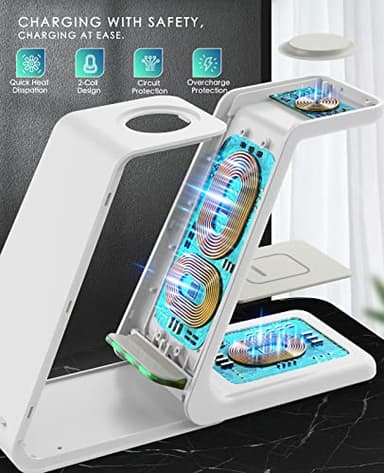 3 in 1 Wireless Charging Station, 2025 Upgraded Fast Desk Charger Station for iPhone 17 16 15 14 13 12 Pro Max Plus, Charger Stand for Apple Watch 11 10 9 8 7 6 5 4 3 2 Ultra SE, Airpods 4 3 2 Pro - Image 5