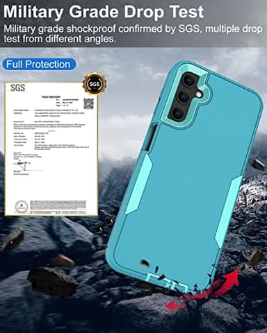 Dahkoiz for Samsung Galaxy A14 5G Case, with Tempered Glass Screen Protector and Dust-Proof Port Cover, Full Body Protection Rubber Cover Phone Case for Samsung Galaxy A14 5G, Mint/Teal - Image 8