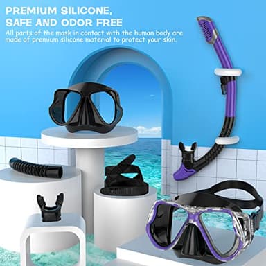 Greatever Dry Snorkel Set,Panoramic Wide View,Anti-Fog Scuba Diving Mask,Professional Snorkeling Gear for Adults - Image 6
