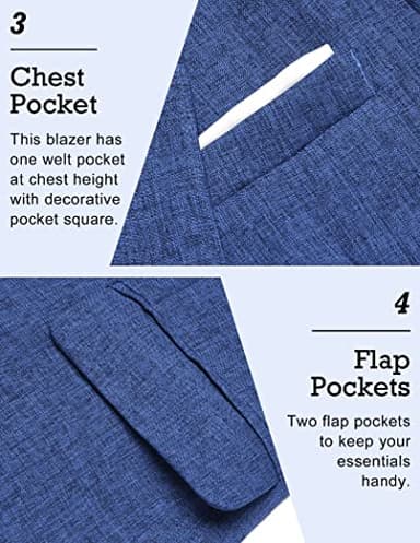 COOFANDY Men's Blazer Casual Sport Coats Slim Fit One Button Suit Jacket Lightweight Sports Jacket (Royal Blue,Small) - Image 4