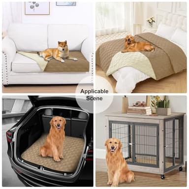 Smiry Waterproof Dog Blanket, 82x120 Inch Soft Pet Bed Cover Reversible, Washable Sofa Couch Furniture Protector for Small Medium Large Dog Puppy Cat, Camel/Beige - Image 7