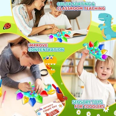 Dinosaur Color Sorting Sensory Toy for Toddler Activities Fine Motor Matching Game Roadtrip Travel Essential Autism Fidget for Preschool Classroom Christmas Stocking Stuffers Gift for Kid 3-5 Year Old - Image 5