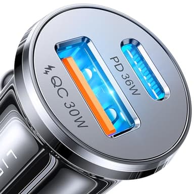 LISEN 95W USB C Fast Car Charger, Dual Port PD 65W Car Charger USB C Fast Charging, Cigarette Lighter Adapter All Metal Fast Charger for iPhone 16 Pro Max 15 14 iPad Samsung Galaxy, Black - Image 1
