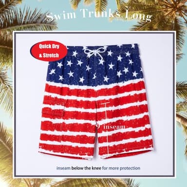 BRISIRA Mens Swim Trunks Bathing Suit 9 Inch Inseam Compression Liner Beach Long Board Shorts Swimsuit Anti-Chafe Quick Dry - Image 2