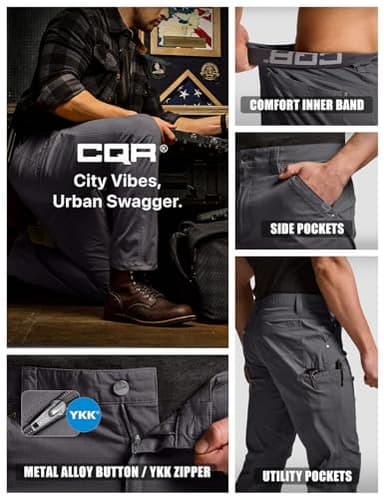 CQR Men's Vent Stretch Pants, Quick Dry Lightweight Casual Cargo Pants, Water Resistant Straight-Fit Utility Work Pants, Sedona Charcoal, 38W x 32L - Image 6
