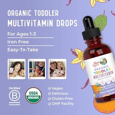MaryRuth Organics Kids Multivitamin for Toddlers | USDA Organic | Toddler Vitamins Liquid Drops for Kids Ages 1-3 | Toddler Immune Support & Overall Wellness | Vegan | Non-GMO | Gluten Free | 2 Fl Oz - Image 8