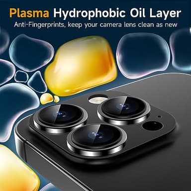 YWXTW for iPhone 15 Pro/iPhone 15 Pro Max Camera Lens Protector, [1:1 Perfect Fit] Matte Metal Anti Scratch Tempered Glass Camera Screen Protector Accessories, Case Friendly (Black Titanium) - Image 3