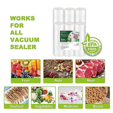 Bonsenkitchen Vacuum Sealer Rolls Bags, 6 Pack 3 Rolls 11" x 20' + 3 Rolls 8" x 20' Commercial Grade BPA Free Bag Rolls, Durable Customized Size Food Vac Bags for Storage and Sous Vide Cooking VB3211 - Image 5