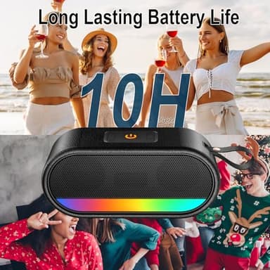 Portable Bluetooth Speaker with LED Lights, 24W Loud Sound Punchy Bass, Portable Wireless Up to 10H Playtime, Built-in Mic Bluetooth 5.3, IPX6 Waterproof Wireless Speaker for Home/Outdoor/Party/Beach - Image 6