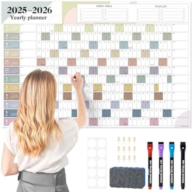 Ospelelf 2025 Wall Calendar Large 32'' x 48'' Dry Erase Laminated Calendar for Wall, 12 Month Big Family Calendar, Use July 2025 - June 2026 (Morandi) - Image 1