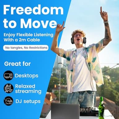 Philips Over Ear Wired Stereo Headphones for Podcasts, Studio Monitoring and Recording Headset for Computer, Keyboard and Guitar with 6.3 mm (1/4") Add On Adapter - Image 3