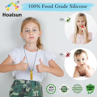 Sensory Chew Necklaces for Boys and Girls, 8 Pack Chew Necklace for Sensory Kids with Autism, ADHD, SPD, Biting, Silicone Oral Sensory Toys for Autism Adults Reduce Chewing Anxiety Fidget - Image 2