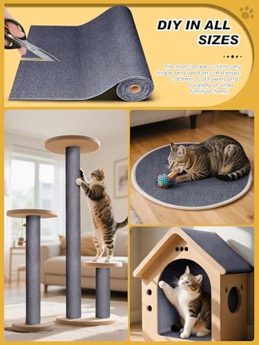 TLNNK 78.7"x15.8" Cat Scratch Mat, Trimmable Self-Adhesive Carpet, DIY Climb Cat Scratcher for Furniture Couch or Wall Protector, Covering Cat Scratching Post Replacement Pads (Dark Gray) - Image 3