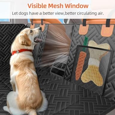LEHNI Back Seat Extender for Dogs,Hard Bottom Car Seat Cover for Dogs with Mesh Window,Waterproof Backseat Pet Cover Hard Bottom-Dog Car Seat Cover for Back Seat Dog Hammock for Car/SUV - Image 4