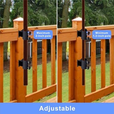 YZZHAJ Patio Umbrella Holder Heavy-Duty Adjustable Metal Sun Umbrella Clamp Stand Umbrella Clamp Mount Bracket for Deck Railing，Outdoor Courtyard,Balcony,Boats（Fit Max OD 2 inch） (2) - Image 3