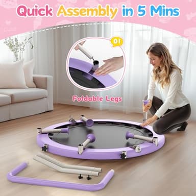 BCAN 36'' Toddler Trampoline, ASTM Certified-Foldable Mini Trampolines for Kids Ages 1-6, Adjustable Handle, Safety Pad & Foldable Legs, Baby Trampoline Indoor/Garden, Gift for Boy and Girl, Purple - Image 3