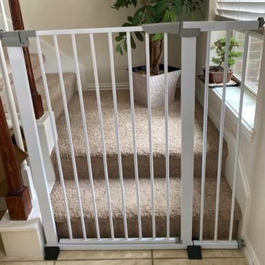 41 Inch Tall Baby Gate Auto Close Dog Gate Adjustable 29.92"-43.71" Wide Pressure Mounted Walk Through Swing Pet Gate for Doorways (White, 29.92"-43.71" Wide) - Image 7