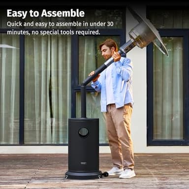 EAST OAK 50,000 BTU Patio Heater for Outdoor Use with Round Table Design, Double-Layer Stainless Steel Burner, Wheels, Triple Protection System, Outdoor Heater for Home and Residential, Black - Image 8