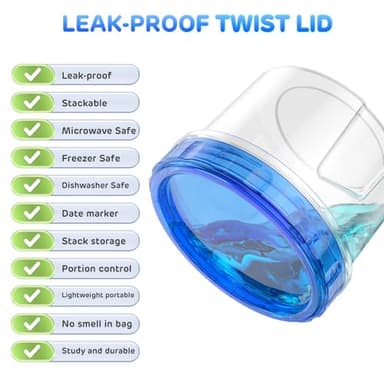 Freezer Storage Containers, [6 Pack-16 Oz] Airtight Plastic Food Storage Containers with Twist Top Lids, Soup, Meal Prep Containers | BPA Free | Stackable | Leakproof | Microwave/Dishwasher Safe - Image 3