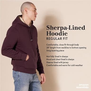 Amazon Essentials Men's Hoodies, Sherpa-Lined Pullover, Orange, Small - Image 2