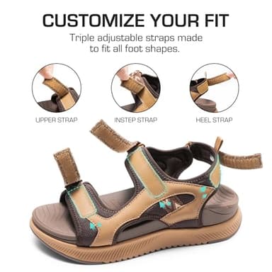 DREAM PAIRS Women's Walking Sandals Arch Support Orthopedic Recovery Hiking Sandals Thick Athletic Cushion Adjustable Strap for Plantar Fasciitis,Size 9,Brown,DWUMST2509 - Image 5