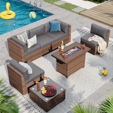 Aoxun Outdoor Replacement Cushions for Patio Furniture, Deep Seat Outdoor Cushions for 6-Seat Wicker Sectional, 14-Piece Water-Repellent Cushion for L-Shape Couch - Image 9