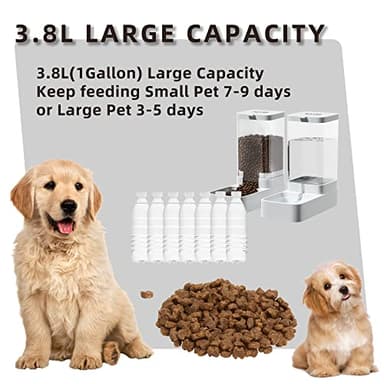 NKECOBJI Gravity Pet Feeder and Water Dispenser Set, Automatic Dog Feeder and Dog Water Dispenser for Dogs Cats Pets Animals Large Capacity(3.8L) - Image 3