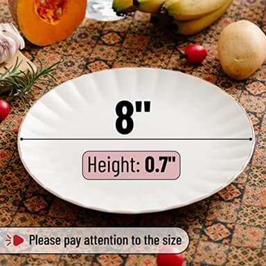 BTaT- White Dessert Plates, Set of 6, 8 inch, White Porcelain with Gold Trim, Small Plate, Small Appetizer Plates, Christmas Gifts - Image 3