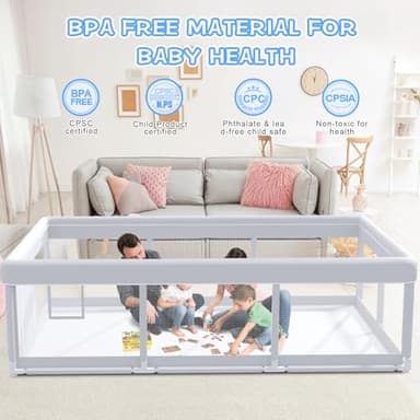 XVISHX Baby Playpen 74 x 50 Inch Play Pen Playards, Playpen for Babies and Toddlers, Baby Playard for Indoor & Outdoor Active Center Game Fence, with Skin-Friendly Fabric and Soft Breathable Mesh Grey - Image 4