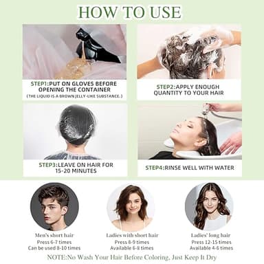 SHIHUANUO Black Hair Dye Shampoo 3 in 1 for Gray Hair Coverage, Herbal Ingredients Natural Shampoo Black Hair Dye for Women & Men/Ammonia-Free 520ml - Image 5