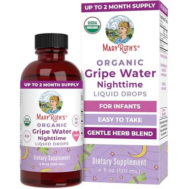 USDA Organic Nighttime Gripe Water for Babies by MaryRuth's | Herbal Blend for Little Tummies | Baby Essentials | Ages 0+ | Ginger Root | Lemon Balm | Fennel Seed | Vegan | 4 oz | 30-60 Servings - Image 1