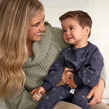 Gerber Baby Boys Toddler 2-Piece Fleece Sweatshirt and Jogger Set, Navy Space, 18 Months - Image 4