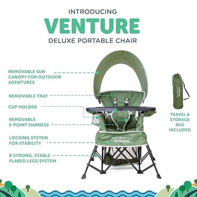 Baby Delight Go with Me Venture Portable Chair | Indoor and Outdoor | Sun Canopy | 3 Child Growth Stages | Moss Bud Green - Image 2