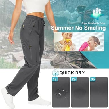 Women's Hiking Pants Quick Dry UPF 50 Travel Golf Pants Lightweight Camping Work Cargo Pants Zipper Pockets,6608,Dark Grey,2XL - Image 3