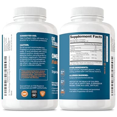 Dr. Tobias Omega 3 Fish Oil, 2000mg Triple Strength with 800mg EPA 600mg DHA Per Serving, Fish Oil Omega 3 Supplements for Heart, Brain & Immune Support, 180 Softgels, 90 Servings - Image 6