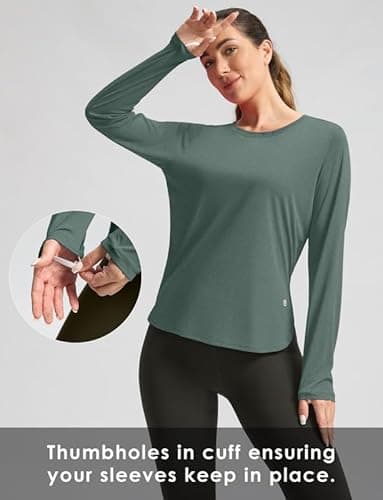 Women's Sun Shirts UPF 50+ Long Sleeve UV Protection Shirt Lightweight Quick Dry Workout Hiking Tops for Women(Malachite Green,XL) - Image 4